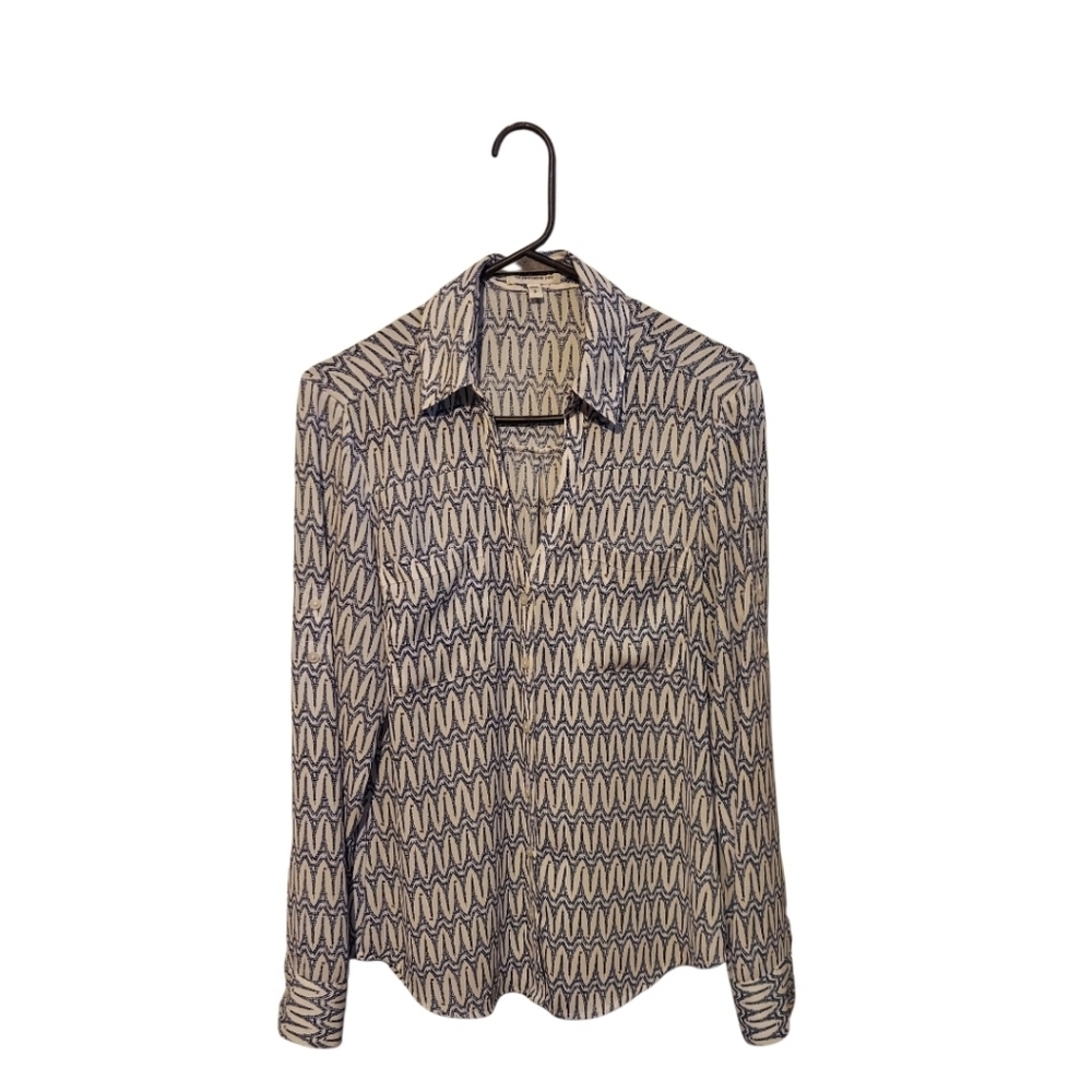 Y2K Office Siren Express Portofino Top Shirt S Eiffel Tower Paris Button Down